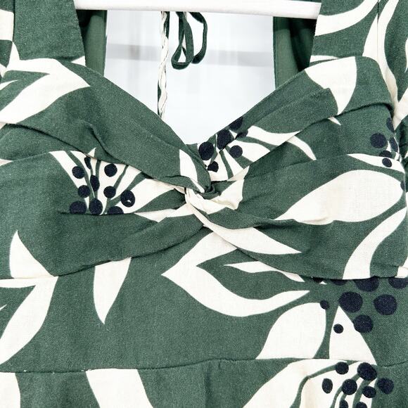 Francescas Mi Ami Nina Linen Blend Twist Front Tropical Floral Peplum‎ Blouse M - Picture 5 of 10